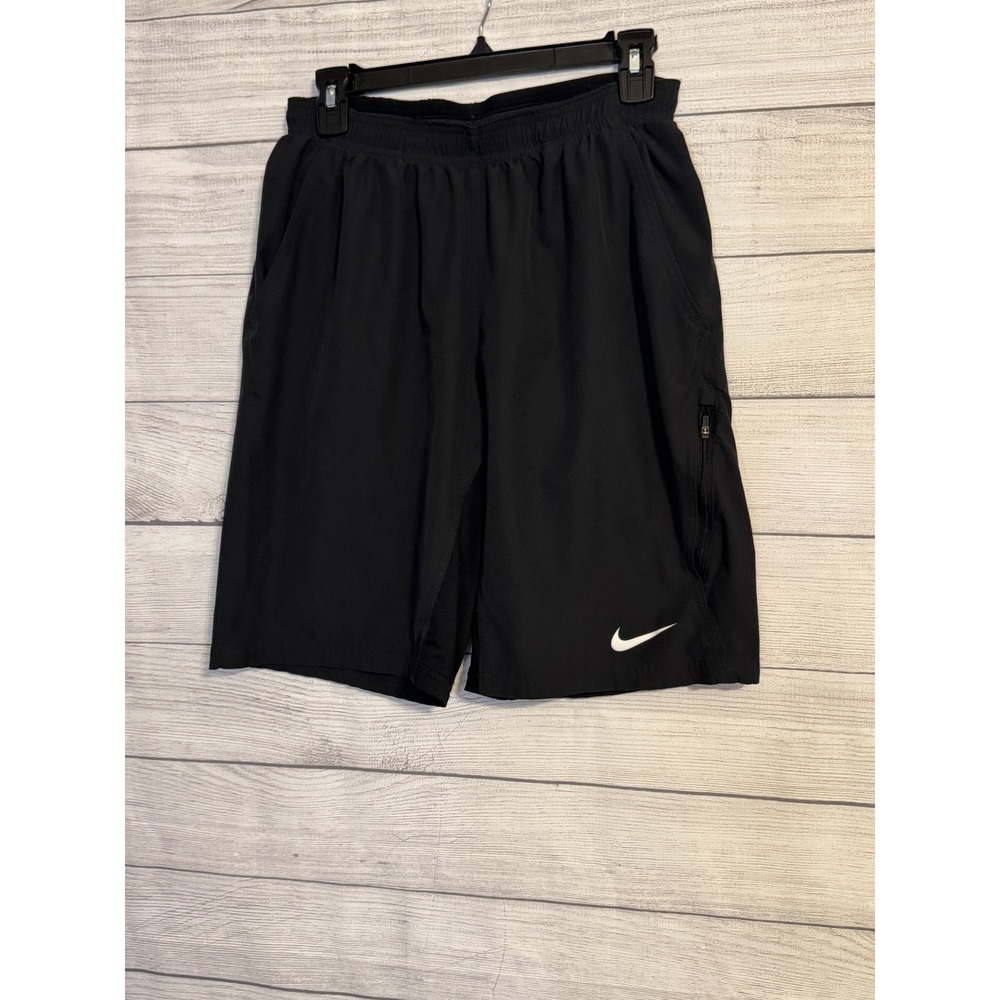 Nike Dri-FIT Mens Black Athletic Training Shorts Medium 10 Inseam Zip Pocket - Picture 3 of 6